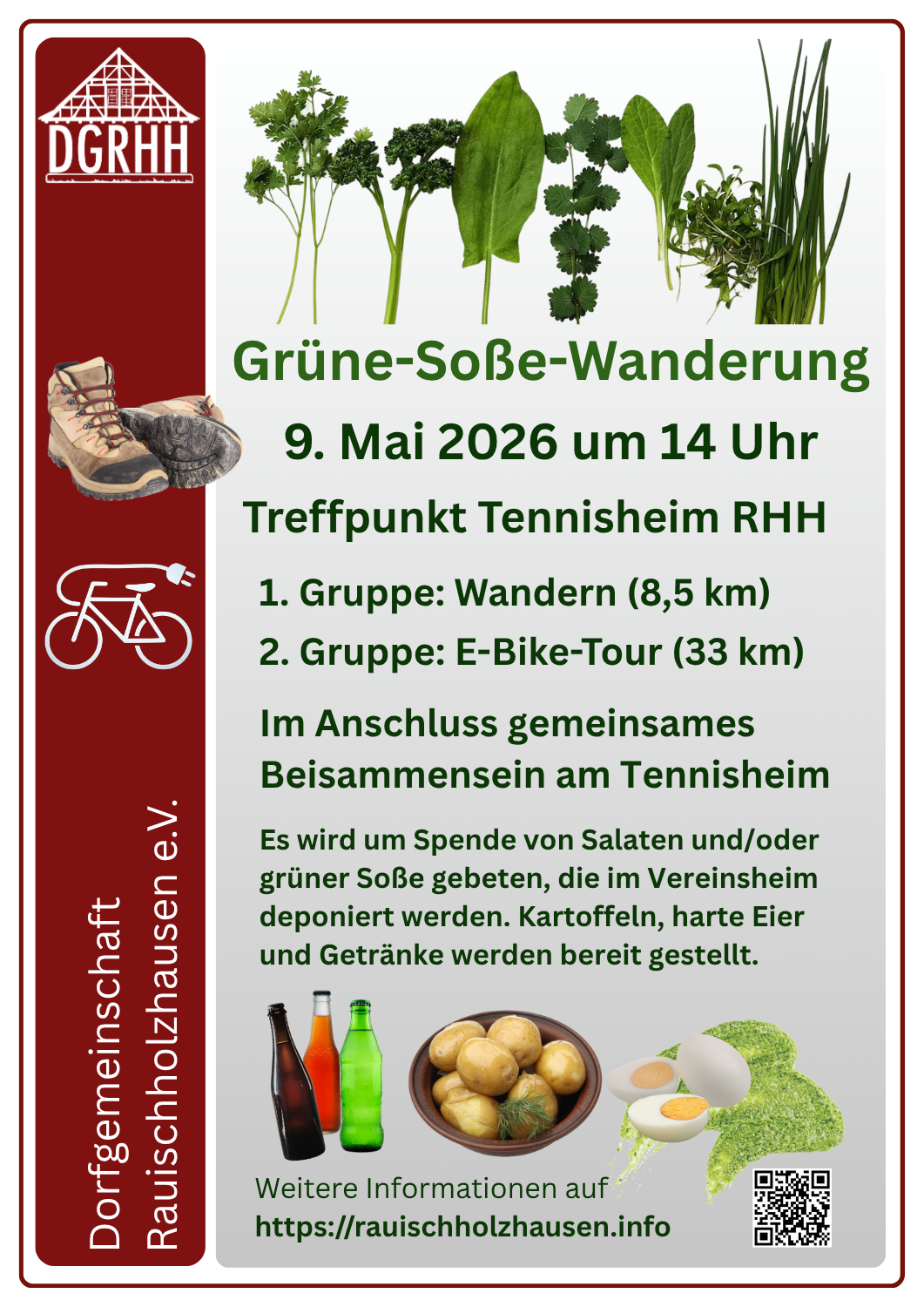 Grüne-Soße-Wanderung per Pedes oder mit dem Ebike mit geselligem Beisammenseinam 09.05.26