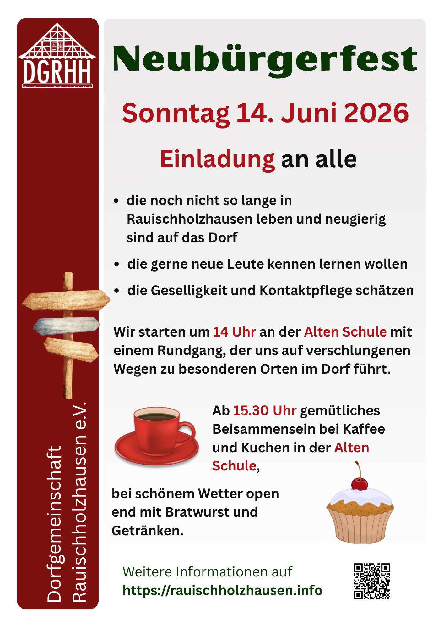 Ankündigung Neubürgerfest in der Alten Schule RHH am 14.6.26