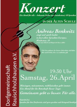 Konzert Andreas Benkwitz am 26.04.2025 in der Alten Schule